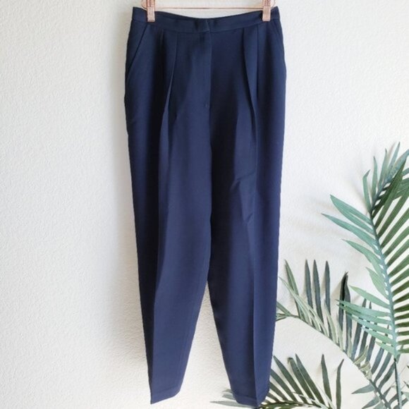 Vintage Francess & Rita Dress Pants Pleated Trousers in Navy size 6 - Picture 1 of 9